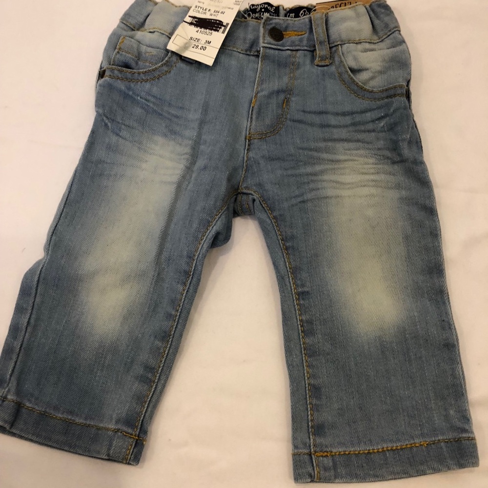 Adorable light blue denim baby jeans size 3 months